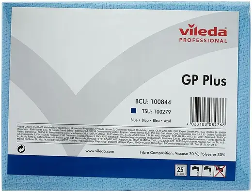Vileda Professional GP Plus салфетки для протирки поверхностей (25 салфеток) синие