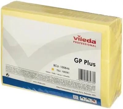 Vileda Professional GP Plus салфетки для протирки поверхностей (25 салфеток) желтые