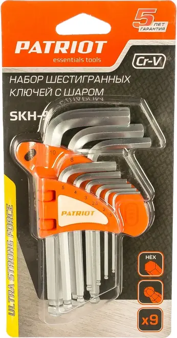 Патриот SKH-9 набор шестигранников с шаром (1.5-10 мм)