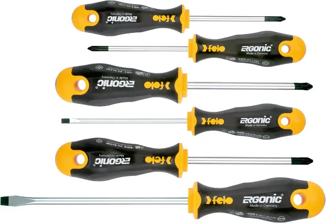 Felo Ergonic набор отверток (3 предметов) SL, PH прямая 5.5, 6.5 (плоский шлиц), 2 (крестовой шлиц)