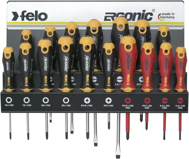 Felo Ergonic+VDE набор отверток на стальной стойке (17 предметов)