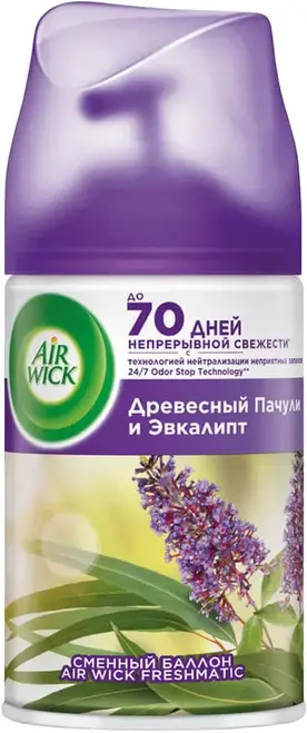 Air Wick Freshmatic Air Wick Pure Древесный Пачули и Эвкалипт сменный баллон к автоматическому освежителю воздуха (250 мл)