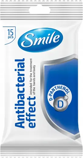 Smile Antibacterial D Panthenol салфетки антибактериальные (15 салфеток в пачке)