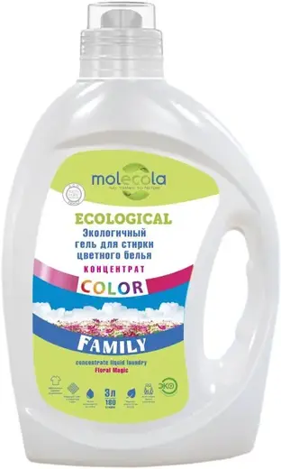 Molecola Ecological Color Family гель экологичный для стирки цветного белья концентрат (3 л)