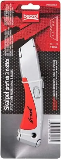 Beorol нож пистолетный со сменными лезвиями (19 мм) 1 нож + 3 сменных лезвия