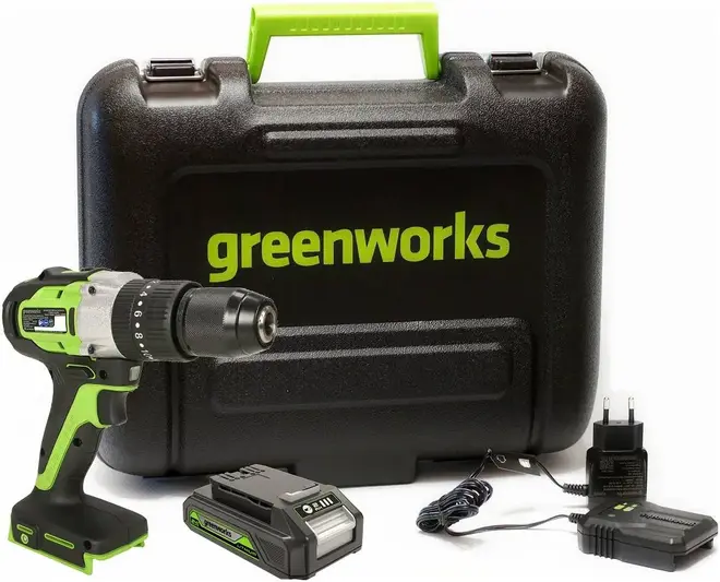 Greenworks GD24DD60K2 дрель-шуруповерт аккумуляторная (24 В) №3704107UA