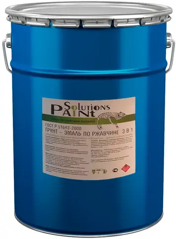Paint Solutions грунт-эмаль по ржавчине 3 в 1 с фосфатом цинка (25 кг) белая