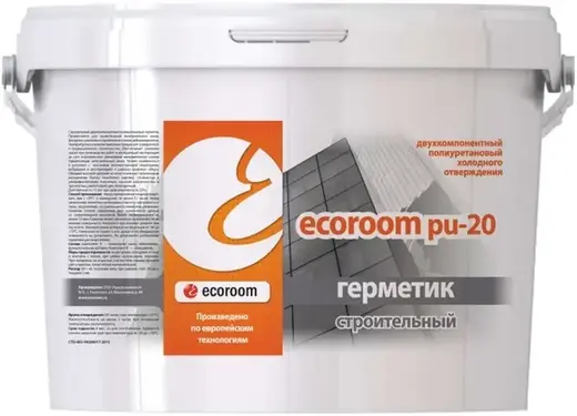 Ecoroom PU-20 2K герметик строительный полиуретановый холодного отверждения (12.5 кг (1 ведро * 11.6 кг + 1 банка * 900 г)