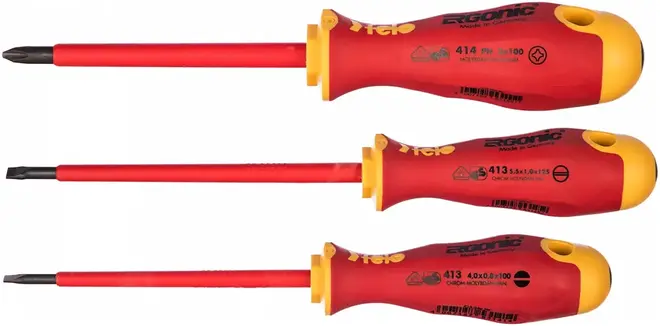 Felo Ergonic набор отверток диэлектрических (3 предметов) 4, 5.5 (плоский шлиц), 2 (крестовой шлиц)