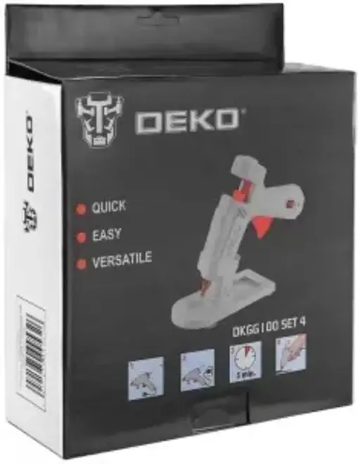 Deko DKGG100 SET 4 термопистолет клеевой с подставкой с набором стержней (100 Вт)