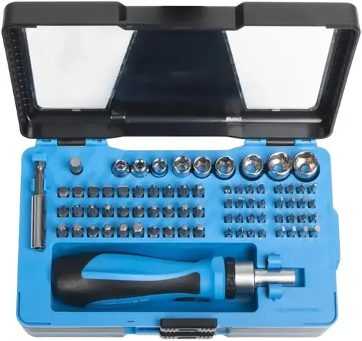 КВТ Мастер НБ-79 набор отверток с битами (1 рукоятка + 62 биты + 1 адаптер + 1 магнитный удлинитель * 60 мм + 9 шестигранных головок + 1 реверсивная о