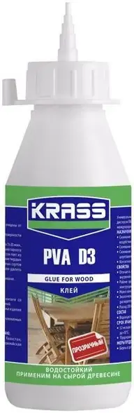 Krass ПВА PVA D3 клей для древесины водостойкий (500 мл) белый (Польша)