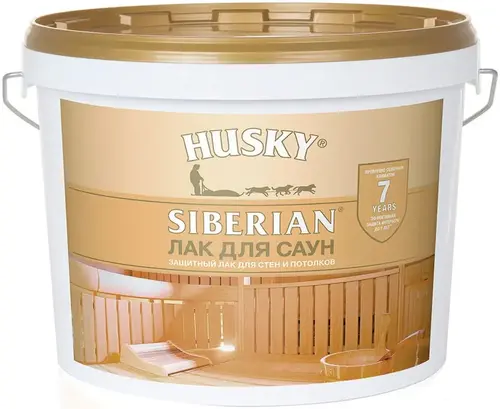 Хаски Siberian Лак для Саун защитный лак для стен и потолков (9 л)
