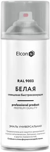 Elcon эмаль универсальная акриловая быстросохнущая (520 мл) белая RAL 9003 глянцевая
