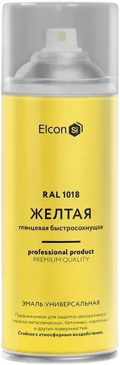 Elcon эмаль универсальная акриловая быстросохнущая (520 мл) желтая RAL 1018 глянцевая