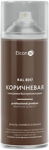 Elcon эмаль универсальная акриловая быстросохнущая (520 мл) коричневая RAL 8017 глянцевая