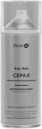 Elcon эмаль универсальная акриловая быстросохнущая (520 мл) серая RAL 7040 глянцевая