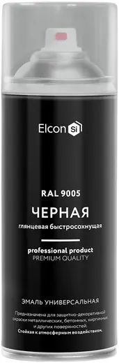 Elcon эмаль универсальная акриловая быстросохнущая (520 мл) черная RAL 9005 глянцевая