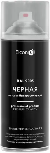 Elcon эмаль универсальная акриловая быстросохнущая (520 мл) черная RAL 9005 матовая