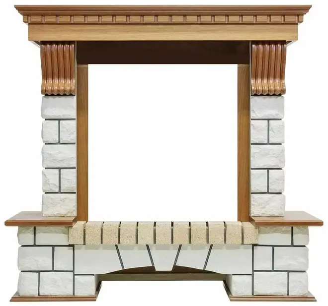 Royal Flame Pierre Luxe портал каменный угловой дуб белый под классический очаг Royal Flame
