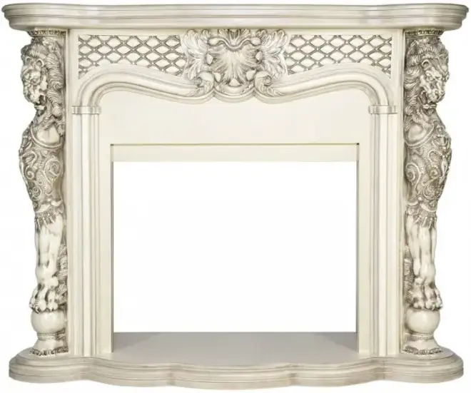 Royal Flame Castle портал под очаг слоновая кость с темной патиной