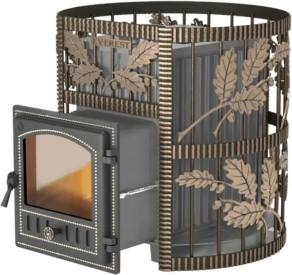 Эверест 24 печь банная ковка 700 мм 700 мм 890 мм 26 м3 открытая каменка сетка чугун