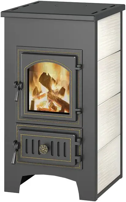 печь-камин везувий пк-01 (205) с плитой беж. 12 квт (200 м3) 150 мм