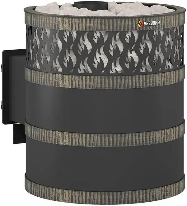 Везувий Лава 12 печь банная со стеклом 584 мм 528 мм 742 мм сталь 09Г2С 6-14 м3 с выносом топки