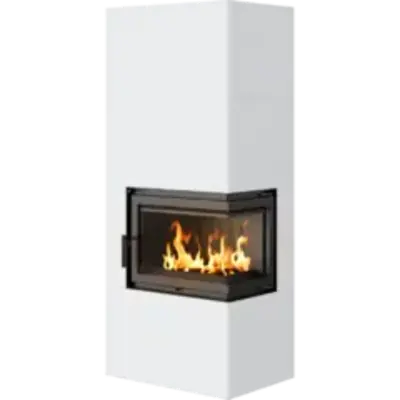 Kratki Simple Box каминокомплект с топкой BS, правый угол белый