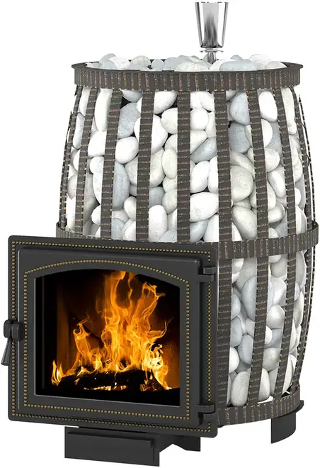 Везувий Легенда Русский Пар Ковка 18 печь банная со стеклом (модель дверки 240) с выносом топки