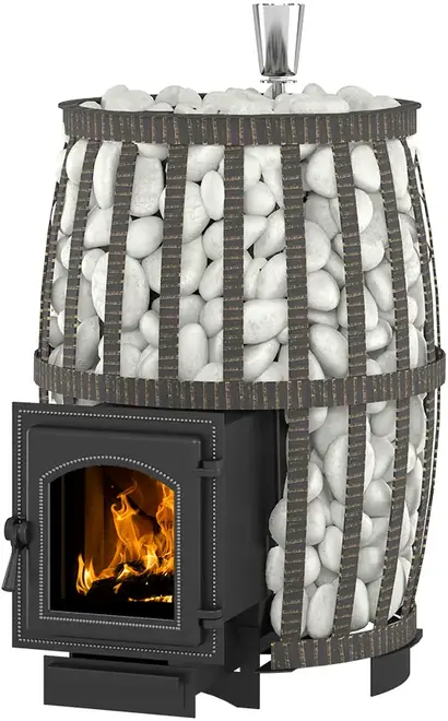 Везувий Легенда Русский Пар Ковка 18 печь банная со стеклом (модель дверки 270) с выносом топки