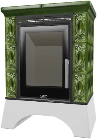 ABX Helvetia Exclusive печь-камин с белым цоколем (7000 Вт) зеленая