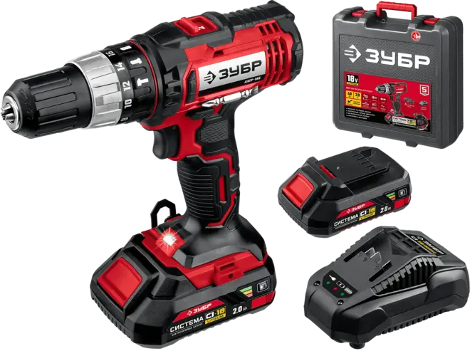 Зубр Мастер ДШУ-185-22 дрель-шуруповерт аккумуляторная ударная