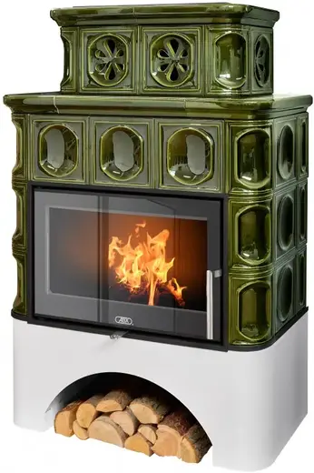 ABX Karelie Exclusive печь-камин с белым цоколем (10000 Вт) зеленая