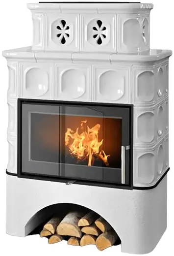 ABX Karelie Exclusive печь-камин с белым цоколем (10000 Вт) перламутр