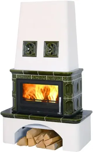 ABX Laponie печь-камин с белым цоколем (10000 Вт) зеленая
