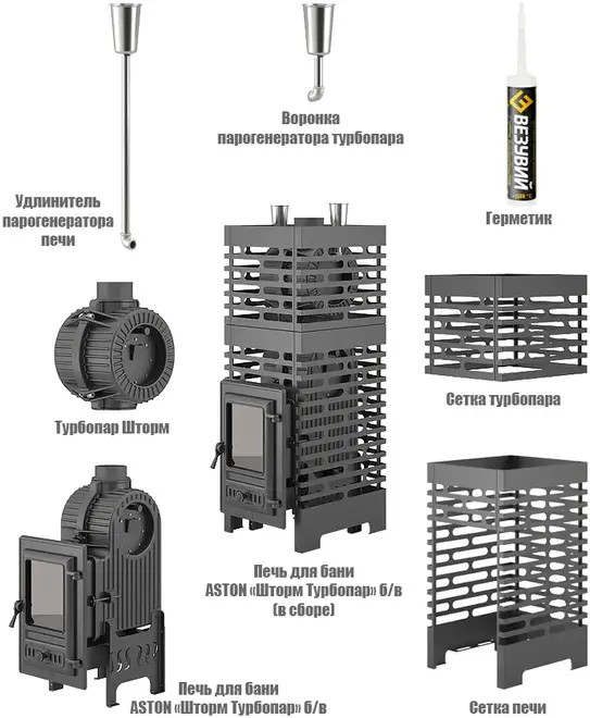 Астон Aston Шторм Турбопар печь для бани без выноса топки
