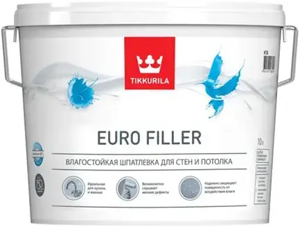 Тиккурила Euro Filler влагостойкая шпатлевка для стен и потолка (10 л)