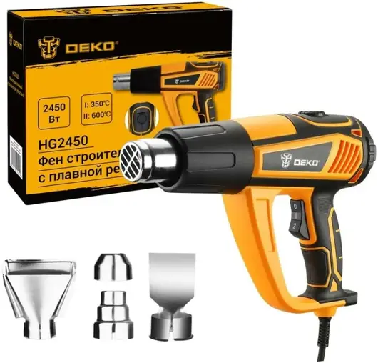 Deko HG2450 фен строительный с плавной регулировкой (2450 Вт)