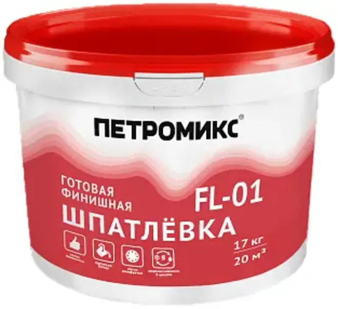 Петромикс FL-01 шпатлевка финишная готовая (17 кг)