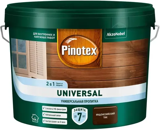 Пинотекс Universal пропитка универсальная 2 в 1 (9 л) индонезийский тик