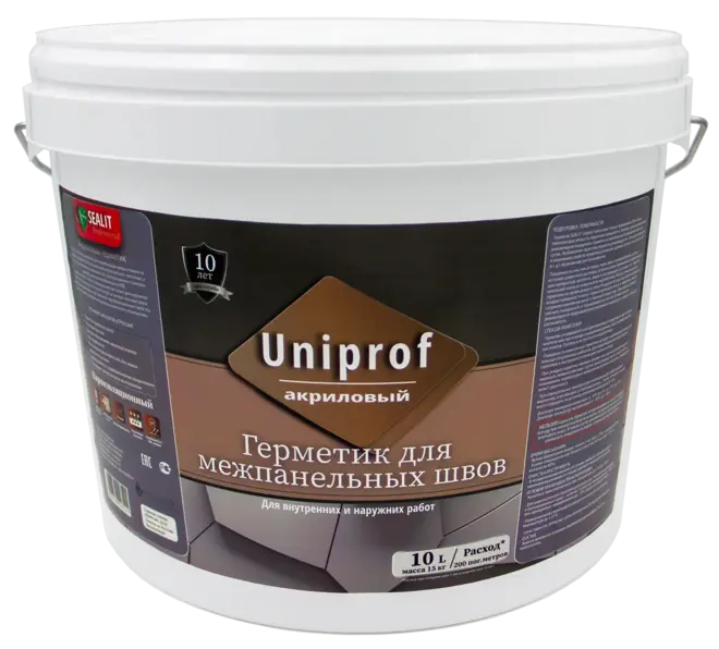 Sealit Professional Uniprof герметик акриловый для межпанельных швов высокоэластичный (10 л) серый