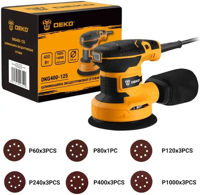 Deko DKG400-125 шлифмашина эксцентриковая (400 Вт)