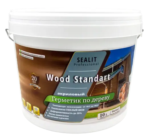 Sealit Professional Wood Standart герметик акриловый по дереву (10 л) белый