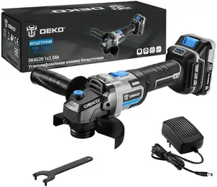 Deko DKAG20 машина углошлифовальная 1 машина углошлифовальная + 1 аккумулятор * 5.0 Ач + 1 зарядное устройство + 1 гаечный ключ