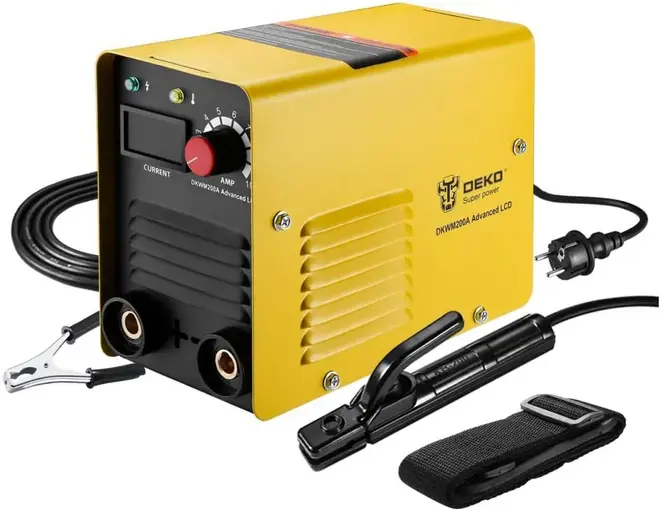Deko DKWM200A LCD Advanced сварочный аппарат (7800 Вт 230 В) 1 сварочный аппарат + 1 маска сварщика + 1 уголок для сварки + 1 набор электродов