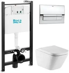 Roca Gap Clean Rim унитаз с инсталляцией комплект 4 в 1
