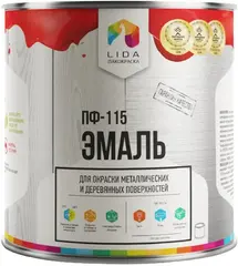 Лакокраска Lida ПФ-115 эмаль для окраски металлических и деревянных поверхностей