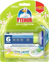 Туалетный Утенок Гигиена и Белизна Цитрус гелевый очиститель унитаза в сменном блоке (диски чистоты)