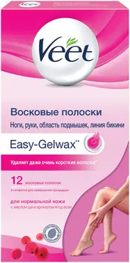 Veet Easy-Gelwax с Маслом Ши и Ароматом Ягод Асаи восковые полоски для нормальной кожи